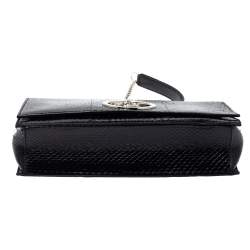 Versus Versace Black Python Effect Leather Chain Shoulder Bag