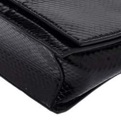 Versus Versace Black Python Effect Leather Chain Shoulder Bag