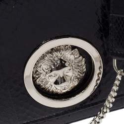 Versus Versace Black Python Effect Leather Chain Shoulder Bag