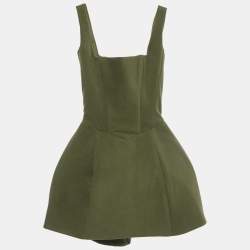 Pre Owned Vestiaire d'un Oiseau Libre Green Felt Flared Mini Dress XXS
