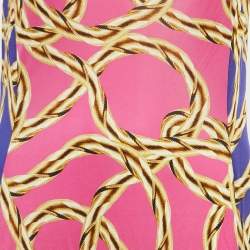 Pre Owned Vetements Pink/Blue Chain Print Jersey Strappy Maxi Dress L
