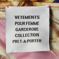 Pre Owned Vetements Pink/Blue Chain Print Jersey Strappy Maxi Dress L