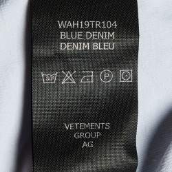 Vetements Blue Denim Print Cotton Long Sleeve Bodysuit S 