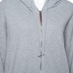 Pre Owned Vetements Grey Cotton Elbow Cutout Detail Zip Front Hoodie L