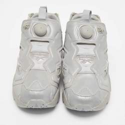 Pre Owned Vetements Silver Reflected Fabric Instapump Fury 3M Low Top Sneakers Size 38.5