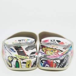 Vetements Multicolor Leather Sticker Pool Slide Flats Size 36