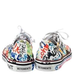 Pre Owned Vetements White Graffiti Canvas Low Top Sneakers Size 38