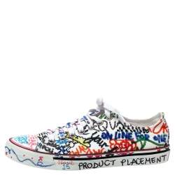 Pre Owned Vetements White Graffiti Canvas Low Top Sneakers Size 38