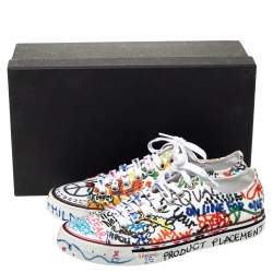 Pre Owned Vetements White Graffiti Canvas Low Top Sneakers Size 38