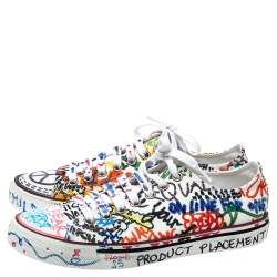 Pre Owned Vetements White Graffiti Canvas Low Top Sneakers Size 38