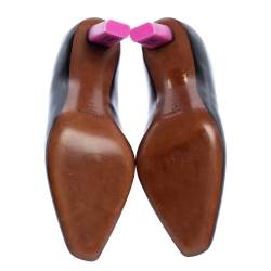 Pre Owned Vetements Black/Pink Leather Gypsy Highlighter Heel Mule Size 38