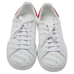 Pre Owned Vetements White Perforated Leather Low Top Sneakers Size 39