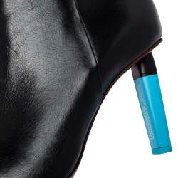 Pre Owned Vetements Black Leather Highlighter Heel Ankle Boots Size 41