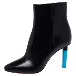 Pre Owned Vetements Black Leather Highlighter Heel Ankle Boots Size 41