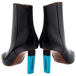 Pre Owned Vetements Black Leather Highlighter Heel Ankle Boots Size 41