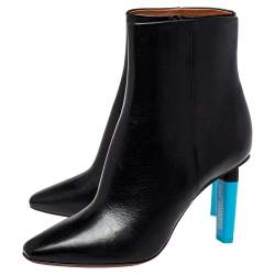 Pre Owned Vetements Black Leather Highlighter Heel Ankle Boots Size 41