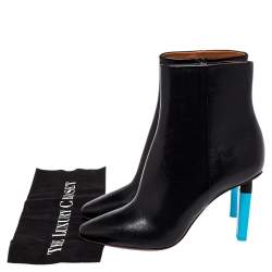 Pre Owned Vetements Black Leather Highlighter Heel Ankle Boots Size 41
