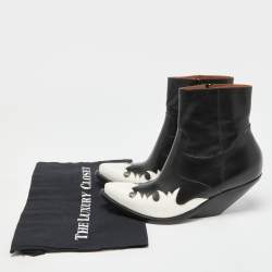 Pre Owned Vetements Black/White Leather Texan Ankle Boots Size 38