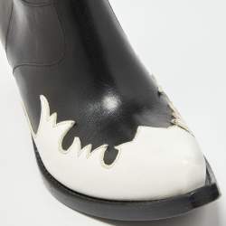 Pre Owned Vetements Black/White Leather Texan Ankle Boots Size 38