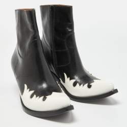 Pre Owned Vetements Black/White Leather Texan Ankle Boots Size 38