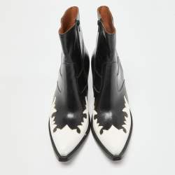 Pre Owned Vetements Black/White Leather Texan Ankle Boots Size 38