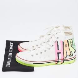 Vetements White Canvas Printed Hard Core Happiness High Top Sneakers Size 41