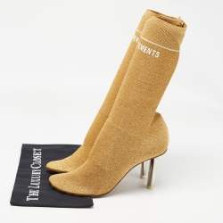 Vetements Gold Knit Fabric Sock Ankle Boots Size 39