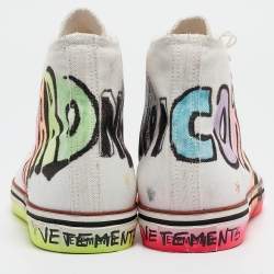 Vetements White Canvas Printed Hard Core Happiness High Top Sneakers Size 39