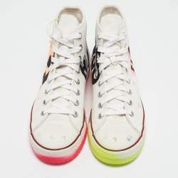 Vetements White Canvas Printed Hard Core Happiness High Top Sneakers Size 39