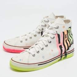 Vetements White Canvas Printed Hard Core Happiness High Top Sneakers Size 39