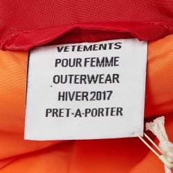 Vetements Red Synthetic Zip-Up Puffer Hooded Jacket M