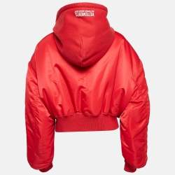 Vetements Red Synthetic Zip-Up Puffer Hooded Jacket M