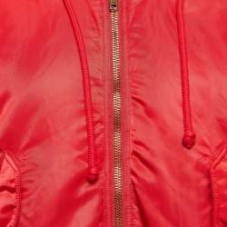 Vetements Red Synthetic Zip-Up Puffer Hooded Jacket M