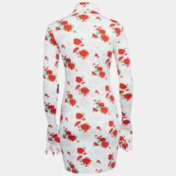 Vetements White Floral Print Jersey Bodycon Mini Dress With Golves M