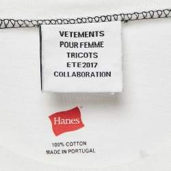 Vetements X Hanes White Staff Print Cotton Oversized T-Shirt M