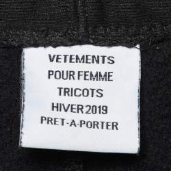 Pre Owned Vetements Black Large Logo Print Cotton Knit Sweatpants M