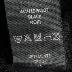 Pre Owned Vetements Black Large Logo Print Cotton Knit Sweatpants M