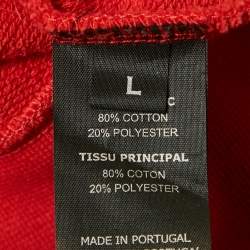 Pre Owned Vetements Red Cotton Knit Zip-Up Hooded Jacket L