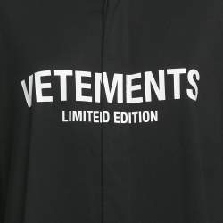 Pre Owned Vetements Black Logo Print Cotton Knit Garderobe Limited Edition Unisex Shirt M