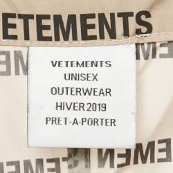 Pre Owned Vetements Beige Logo Print Shell Raincoat One Size