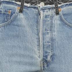 Pre Owned Vetements X Levi's Blue /Black Patchwork Denim Distressed Jeans S Waist 26"