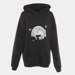 Pre Owned Vetements Unisex Black Unicorn Print Cotton Hoodie S