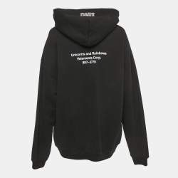 Pre Owned Vetements Unisex Black Unicorn Print Cotton Hoodie S