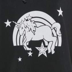 Pre Owned Vetements Unisex Black Unicorn Print Cotton Hoodie S