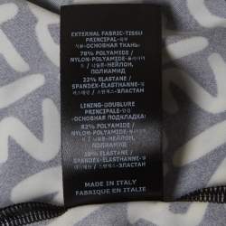 Pre Owned Vetements Monochrome All Over Logo Print Jersey One Shoulder Top S