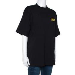 Pre Owned Vetements Black Logo Metal Print Cotton Oversized T-Shirt M