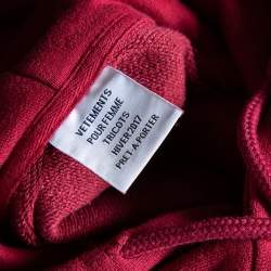 Pre Owned Vetements Burgundy Knit Padded Shoulder Boxy Hoodie L 