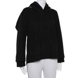 Pre Owned Vetements Black Logo Printed Knit Hoodie M