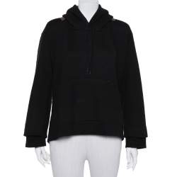 Pre Owned Vetements Black Logo Printed Knit Hoodie M