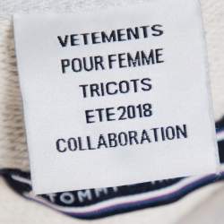 Pre Owned Vetements x Tommy Hilfiger Grey Logo Printed Knit Hooded Sweatshirt S